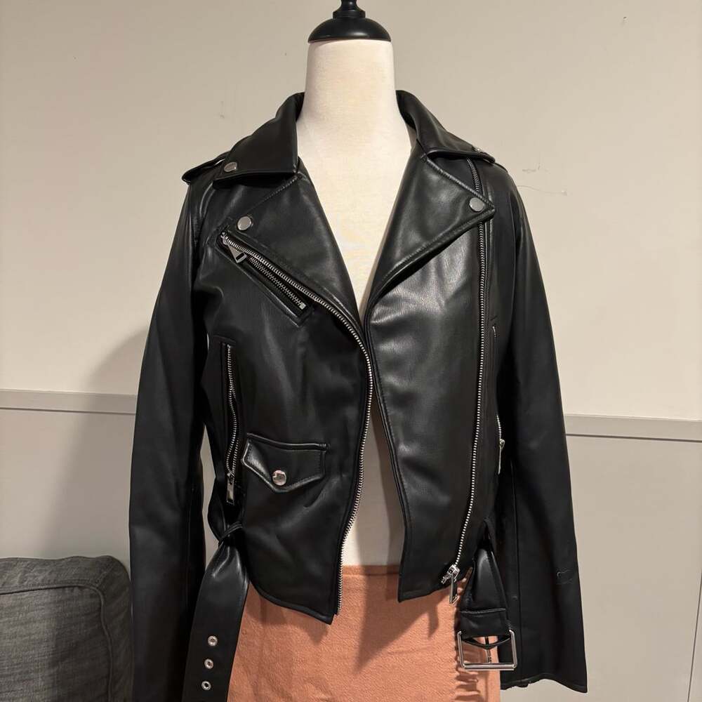 Zara Black Faux Leather Moto Jacket